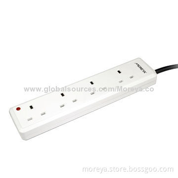 British Standard Power Strip with 4-way Extension Cable, Surge and overload Protections